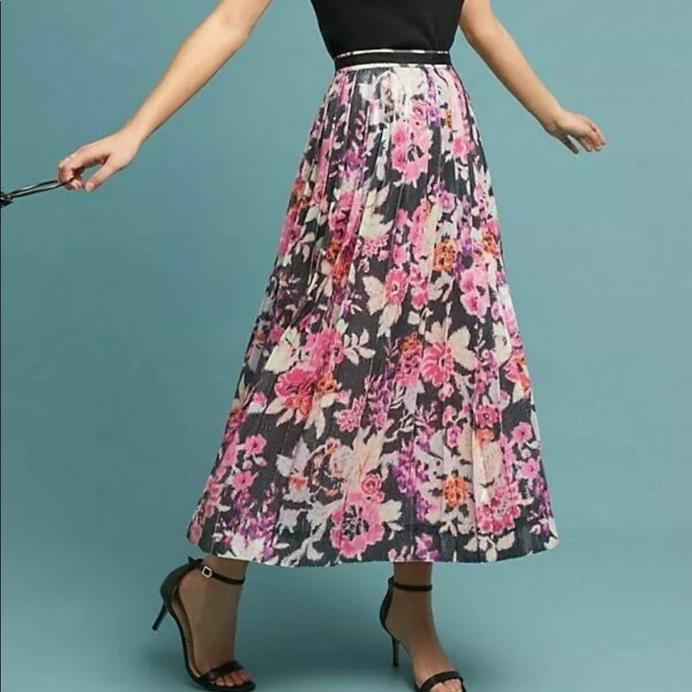 Maeve floral sequin midi skirt size 6
